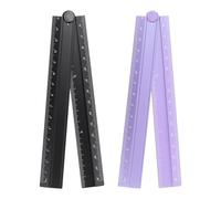 sourcing map 2pcs Folding Straight Ruler 30cm Metric Aluminum Alloy Protractor Foldable Angle Ruler Geometric Measure Tool with Angle Line for Architect Artist Office, Black/Lavender