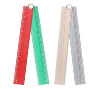sourcing map 2pcs Folding Straight Ruler 30cm Metric Aluminum Alloy Protractor Foldable Angle Ruler Geometric Measuring Tool with Angle Line for Architects Artists Office, Gold Silver/Red Green