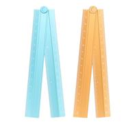 sourcing map 2pcs Folding Straight Ruler 30cm Metric Aluminum Alloy Protractor Foldable Angle Ruler Geometric Measure Tool with Angle Line for Architect Artist Office, Sky Blue/Orange-Gold