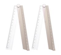 sourcing map 2pcs Folding Straight Ruler 30cm Metric Aluminum Alloy Protractor Foldable Angle Ruler Geometric Measuring Tool for Architects Artists Office, Gold Tone