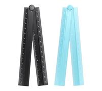 sourcing map 2pcs Folding Straight Ruler 30cm Metric Aluminum Alloy Protractor Foldable Angle Ruler Geometric Measure Tool with Angle Line for Architect Artist Office, Black/Sky Blue