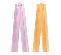 sourcing map 2pcs Folding Straight Ruler 30cm Metric Aluminum Alloy Protractor Foldable Angle Ruler Geometric Measure Tool with Angle Line for Architect Artist Office, Pink/Orange-Gold