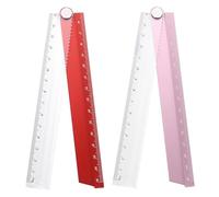 sourcing map 2pcs Folding Straight Ruler 30cm Metric Aluminum Alloy Protractor Foldable Angle Ruler Geometric Measuring Tool for Architects Artists Office, Red/Pink