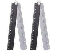 sourcing map 2pcs Folding Straight Ruler 30cm Metric Aluminum Alloy Protractor Foldable Angle Ruler Geometric Measuring Tool with Angle Line for Architects Artists Office, Black Silver Tone
