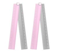 sourcing map 2pcs Folding Straight Ruler 30cm Metric Aluminum Alloy Protractor Foldable Angle Ruler Geometric Measuring Tool with Angle Line for Architects Artists Office, Pink Silver Tone