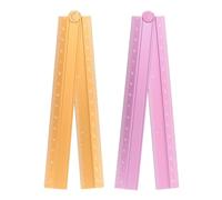 sourcing map 2pcs Folding Straight Ruler 30cm Metric Aluminum Alloy Protractor Folding Ruler Geometric Measuring Tool with Angle Line for Architects Artists Office, 2 Colors