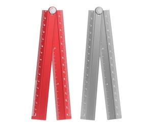 sourcing map 2pcs Folding Straight Rulers 30cm Metric Aluminum Alloy Protractor Digital Angle Ruler Geometric Measuring Tool with Angle Line for Architects Artists Office, 2 Colors