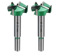 sourcing map 2pcs Forstner Drill Bits 1-3/8" (35mm) Carbide Upgraded 3 Flutes Wood Hinge Drill Bits Opener Cutter for Hole Drilling Woodworking, Green