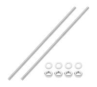 sourcing map 2pcs Fully Threaded Rod, M10 x 350mm 201 Stainless Steel Right Hand Threads Rods with Nuts and Flat Washer Fully Studding Rod Bar for Clamps, Hangers and U-Bolts