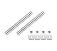 sourcing map 2Pcs Fully Threaded Rod, M10 x 90mm 304 Stainless Steel Silver