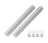 sourcing map 2pcs Fully Threaded Rod, M12 x 100mm 201 Stainless Steel Right Hand Threads Rods with Nuts and Flat Washer Fully Studding Rod Bar for Clamps, Hangers and U-Bolts