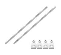 sourcing map 2Pcs Fully Threaded Rod, M6 x 200mm 304 Stainless Steel Fully Threaded Studs with Nuts and Washers for Clamps, Hangers and U-Bolts, Silver