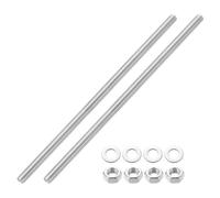 sourcing map 2pcs Fully Threaded Rod, M8 x 200mm 201 Stainless Steel Right Hand Threads Rods with Nuts and Flat Washer Fully Studding Rod Bar for Clamps, Hangers and U-Bolts