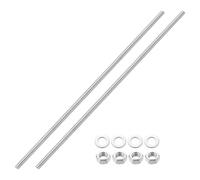 sourcing map 2pcs Fully Threaded Rod, M8 x 350mm 201 Stainless Steel Right Hand Threads Rods with Nuts and Flat Washer Fully Studding Rod Bar for Clamps, Hangers and U-Bolts