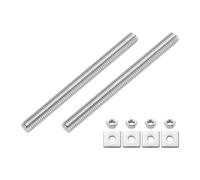 sourcing map 2Pcs Fully Threaded Rod, M8 x 90mm 304 Stainless Steel Fully Threaded Studs with Nuts and Washers for Clamps, Hangers and U-Bolts, Silver