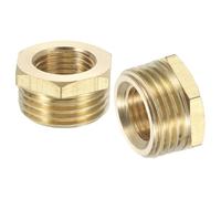 sourcing map 2Pcs G1/2 Male x G1/4 Female Brass Reducer Hex Bushing Threaded Pipe Fitting, Brass Threaded Pipe Fitting Adapter for Water, Gas, Oil Pipeline Systems
