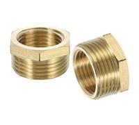 sourcing map 2Pcs G3/4 Male x G1/2 Female Brass Reducer Hex Bushing Threaded Pipe Fitting, Brass Threaded Pipe Fitting Adapter for Water, Gas, Oil Pipeline Systems