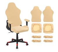 sourcing map 2Pcs Gaming Chair Covers, Stretchable Office Computer Chair Slipcover with Armrest Covers, Elastic Seat Protector for Office Reclining Racing Game Chair, Beige
