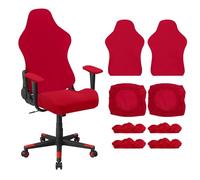 sourcing map 2Pcs Gaming Chair Covers, Stretchable Office Computer Chair Slipcover with Armrest Covers, Elastic Seat Protector for Office Reclining Racing Game Chair, Red