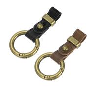 sourcing map 2Pcs Genuine Leather Keychain Blanks, 2.6In Vintage Bulk Rectangle Key Chain Blanks Holder with Key Rings for Home Car Keys DIY Craft Gift, Removable Keychain Black & Brown