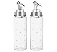 sourcing map 2Pcs Glass Olive Oil Dispenser Bottle, 10oz/300ml Heat Resistant Vinegar Cruet Oil Container with Stainless Steel Spout and Scale for Kitchen Cooking