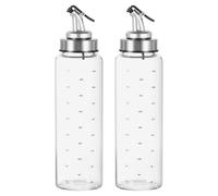 sourcing map 2Pcs Glass Olive Oil Dispenser Bottle, 18.6oz/500ml Heat Resistant Vinegar Cruet Oil Container with Stainless Steel Spout and Scale for Kitchen Cooking