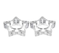 sourcing map 2Pcs Glass Tea Light Candle Holder, Star Crystal Glass Votive Candle Holder for Desk Table Centerpiece, Wedding, Party, and Home Decor(Clear)