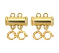 Sourcing Map 2Pcs Gold Alloy Layering Chain Clasp, 2 Strands Slide Magnetic Tube Lock Clasp for Layered Chain Making