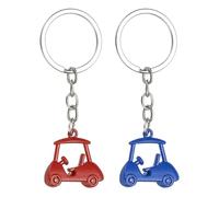 sourcing map 2Pcs Golf Cart Keychain, Metal Golf Keychain Pendant Rings Organizer Bag Charm Accessories for Golfer Birthday Gifts Souvenirs Backpacks Handbag, Blue/Red