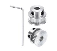 sourcing map 2pcs GT-2 30T Pulley Synchronous Wheel 6.35mm Bore, Aluminum Timing Pulley 30 Teeth, Fit Width 6mm Timing Belt for 3D Printer CNC Machine (with A Wrench)
