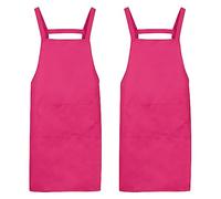 sourcing map 2pcs H Style Apron Kitchen Cooking Aprons Artist Painting Apron with 2 Pockets for Home Kitchen Restaurant Craft Garden Cooking, Fuchsia