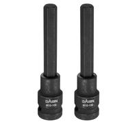 sourcing map 2pcs H10 Hex Bit Socket 100mm/3.94" Length 1/2" Square Drive Metric Extension Impact Bit Power Nut Driver Set S2 Steel Socket Ratchet Wrench Bits, Black