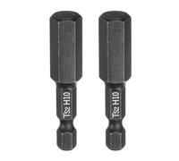 sourcing map 2pcs H10 Hex Head Drill Bit Wrench 10mm Metric Flat Tip 1/4" Hex Shank 50mm (2") Long Magnetic Black Phosphate Hexagonal Screw Driver Socket Industrial Screwdriver Power Bits