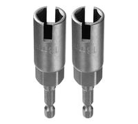 sourcing map 2pcs H13 Wing Nut Driver 13mm Metric 6-Points Socket 1/4" Hex Shank Power Deep Slot Wing Nut Drill Bit CR-V Steel Wrench Impact Driver Tool for Panel Nuts Bolts Screw Eyes