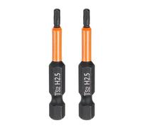sourcing map 2pcs H2.5 Hex Head Drill Bit Wrench 2.5mm Metric Flat Tip 1/4" Hex Shank 50mm (2") Long Magnetic Black Phosphate Hexagonal Screw Driver Socket Industrial Screwdriver Power Bits