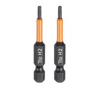sourcing map 2pcs H2 Hex Head Drill Bit Wrench 2mm Metric Flat Tip 1/4" Hex Shank 50mm (2") Long Magnetic Black Phosphate Hexagonal Screw Driver Socket Industrial Screwdriver Power Bits