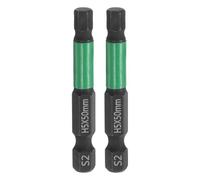 sourcing map 2pcs H5 Flat Hex Head Screwdriver Bit 5mm Metric Tip 1/4" Hex Shank 50mm (2") Long Magnetic Hexagonal Screw Drill Bit Wrench Black Phosphate S2 Steel Power Driver Socket