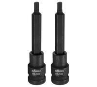sourcing map 2pcs H5 Hex Bit Socket 100mm/3.94" Length 1/2" Square Drive Metric Extension Impact Bit Power Nut Driver Set S2 Steel Socket Ratchet Wrench Bits, Black