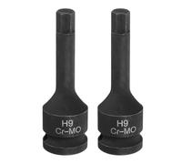 sourcing map 2pcs H9 (9mm) Hex Impact Bit Socket 1/2" Drive Sockets CR-MO Steel Hex Lengthen Screwdriver Socket Adapter for Electric Ratchet Wrenches Fastening Screws