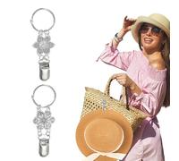 sourcing map 2Pcs Hat Clip for Travel on Bags, Metal Vintage Holder Hands, Free Bag Backpack Clip, Protect Hat from Falling for Hanging on Handbags Totes Luggage, Floral Scroll/Curlicue Bloom