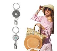 sourcing map 2Pcs Hat Clip for Travel on Bags, Metal Vintage Holder Hands, Free Bag Backpack Clip, Protect Hat from Falling for Hanging on Handbags Totes Luggage Purse, Dot & Oval