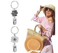 sourcing map 2Pcs Hat Clip for Travel on Bags, Metal Vintage Holder Hands, Free Bag Backpack Clip, Protect Hat from Falling for Hanging on Handbags Totes Luggage Purse, Rose/Big Flower