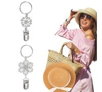 sourcing map 2Pcs Hat Clip for Travel on Bags, Metal Vintage Holder Hands, Free Bag Backpack Clip, Protect Hat from Falling for Hanging on Handbags Totes Luggage, Snowflake/6-Petal Flower