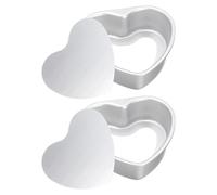 sourcing map 2Pcs Heart Shaped Cake Pan with Removable Loose Bottom 6" Cheesecake Aluminum Nonstick Layers Baking Pan for Wedding Birthdays Party Event