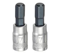 sourcing map 2Pcs Hex Bit Socket 1/4" Drive H7 S2 Steel Hexagonal Head Screwdriver Drill Bits CR-V Steel Socket Adapter for Home Auto Axle Hex Nuts Bolts Repair