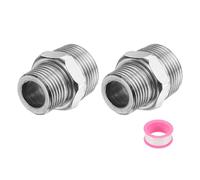 sourcing map 2pcs Hex Nipple Stainless Steel Pipe Fitting G3/4" Male x G1/2" Male Threaded Pipe Adapter Pipe Connector with PTFE Tape for Water, Gas, Fuel Pipeline (Silver Tone, 36mm/1.4")