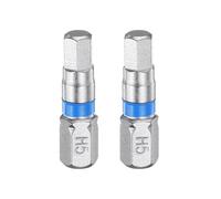 sourcing map 2pcs Hex Screwdriver Bit H5 1/4" Hex Shank 25mm/1" Length Magnetic Hexagonal Head Bits S2 Steel Electric Screw Driver Bit
