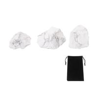 sourcing map 2Pcs Howlite Rough Crystals, Crystal Rocks Stone Real Raw Gemstones with Velvet Bag for Vase Filler Landscape Bottom Decoration Home Collection Decor DIY Project