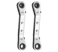 sourcing map 2pcs HVAC Service Wrench 1/4" x 5/16" 25 Degrees SAE Double Head 16-Teeth Air Conditioner Valve Reversible Ratchet Wrench for Refrigeration Equipment Repair
