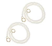 sourcing map 2Pcs Imitation Pearl Purse Strap, 32" Pearl Crossbody Chain Strap with Spring Buckle Handbag Purse Chain Replacement Beaded Strap for DIY Handbag Hang Bag Accessories, 10mm Gold